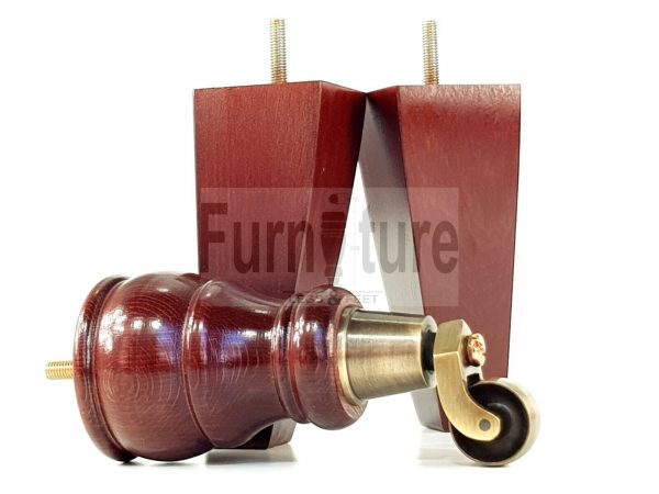 2x Wooden Castor Furniture Sofa Legs & 2x Curved M8 Chair Settee Feet 160mm High - Image 16