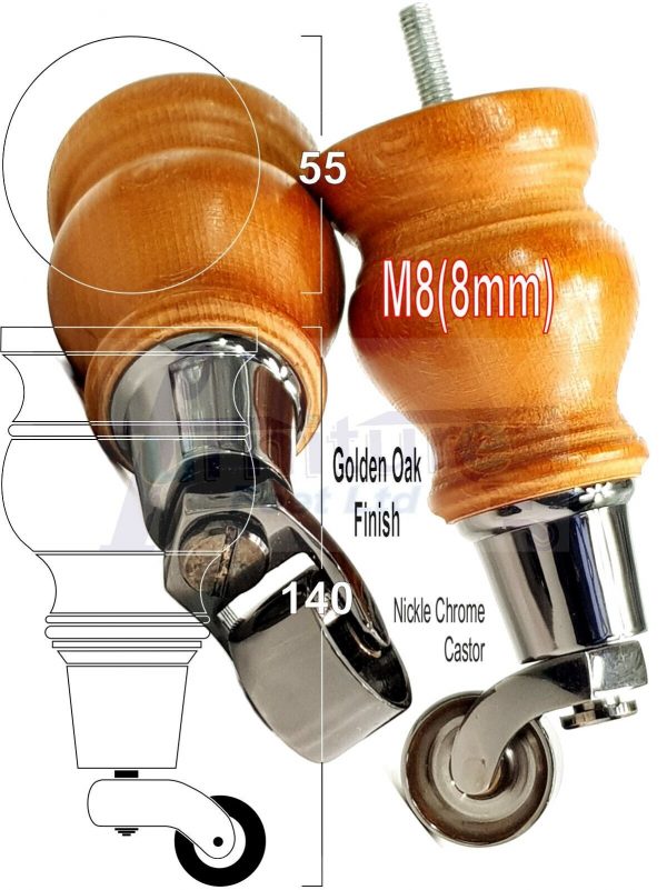4 Wood Furniture Sofa Legs M8 Castor Replacment Chair Settee Feet 140mm or 150mm - Image 17