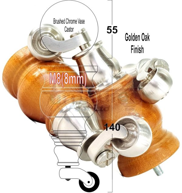 4 Wood Furniture Sofa Legs M8 Castor Replacment Chair Settee Feet 140mm or 150mm - Image 22