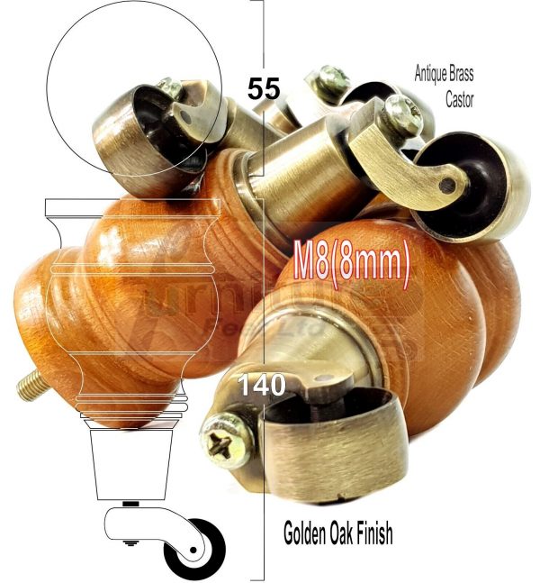 4 Wood Furniture Sofa Legs M8 Castor Replacment Chair Settee Feet 140mm or 150mm - Image 16