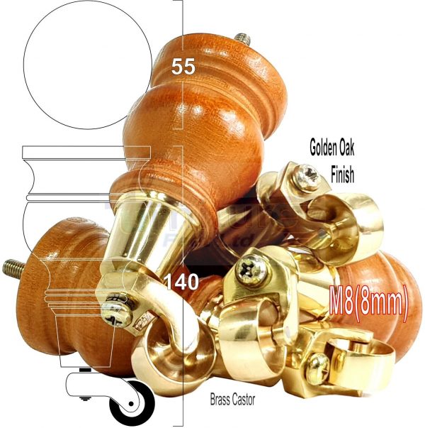 4 Wood Furniture Sofa Legs M8 Castor Replacment Chair Settee Feet 140mm or 150mm - Image 14