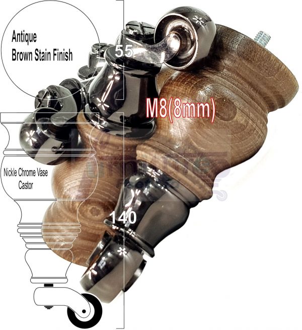 4 Wood Furniture Sofa Legs M8 Castor Replacment Chair Settee Feet 140mm or 150mm - Image 21