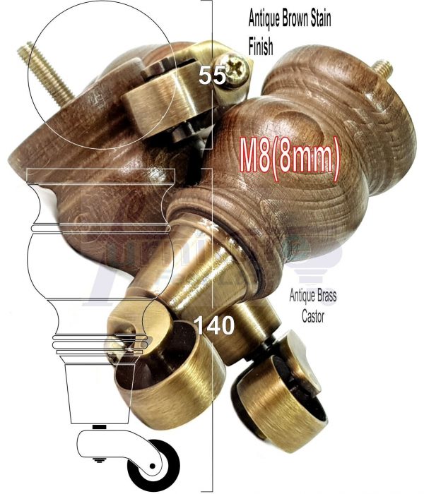 4 Wood Furniture Sofa Legs M8 Castor Replacment Chair Settee Feet 140mm or 150mm - Image 16