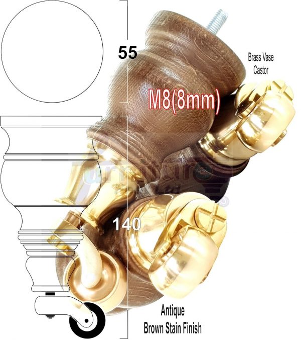 4 Wood Furniture Sofa Legs M8 Castor Replacment Chair Settee Feet 140mm or 150mm - Image 18