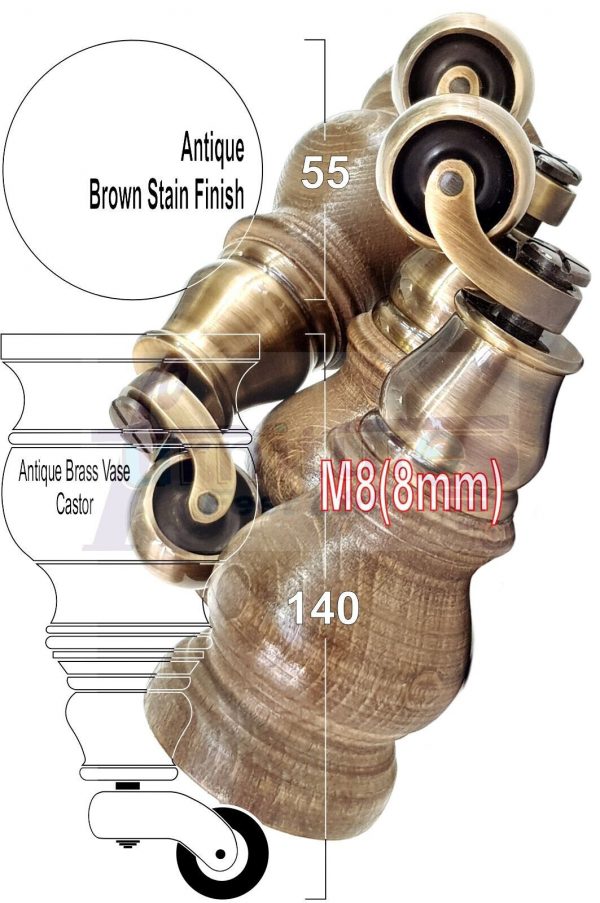 4 Wood Furniture Sofa Legs M8 Castor Replacment Chair Settee Feet 140mm or 150mm - Image 20