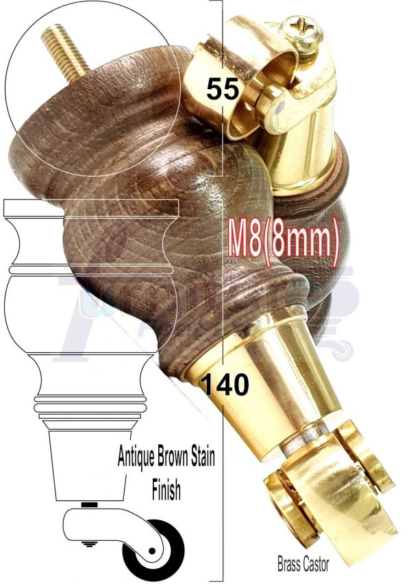 4 Wood Furniture Sofa Legs M8 Castor Replacment Chair Settee Feet 140mm or 150mm - Image 14