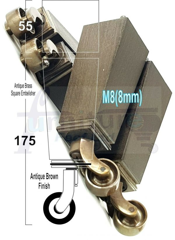 4x ANTIQUE CASTOR LEGS 175mm High CHAIR REPLACEMENT SOFA FURNITURE FEET M8(8mm) - Image 13