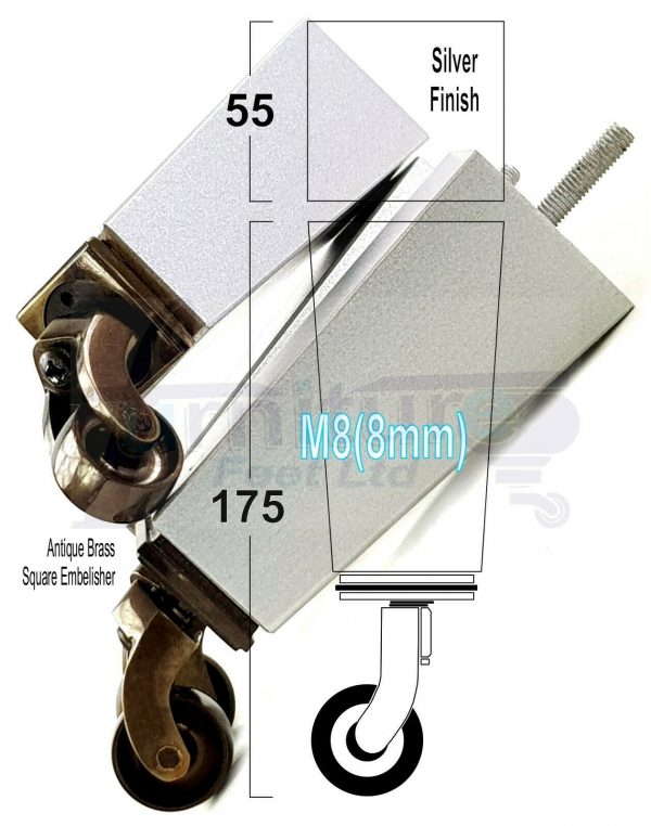 4x ANTIQUE CASTOR LEGS 175mm High CHAIR REPLACEMENT SOFA FURNITURE FEET M8(8mm) - Image 26