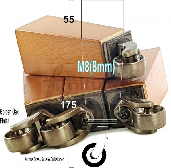 4x ANTIQUE CASTOR LEGS 175mm High CHAIR REPLACEMENT SOFA FURNITURE FEET M8(8mm) - Image 19
