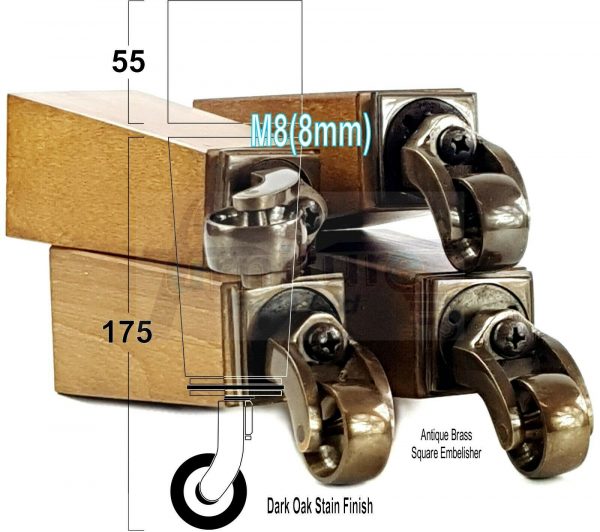 4x ANTIQUE CASTOR LEGS 175mm High CHAIR REPLACEMENT SOFA FURNITURE FEET M8(8mm) - Image 17