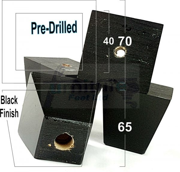 4x BLOCK WOOD LEGS 65mm High CHAIR REPLACEMENT FURNITURE SOFA FEET (PRE-DRILLED) - Image 4