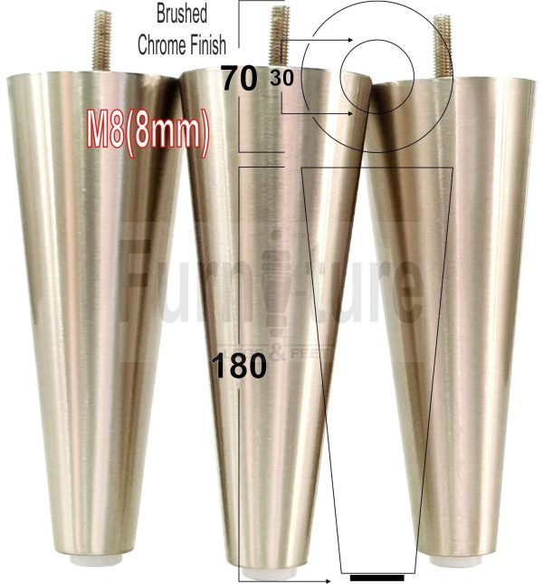 4x Metal Chrome Furniture Settee Legs Cabinet Sofa Feet 180mm High Chair Beds M8 - Image 14