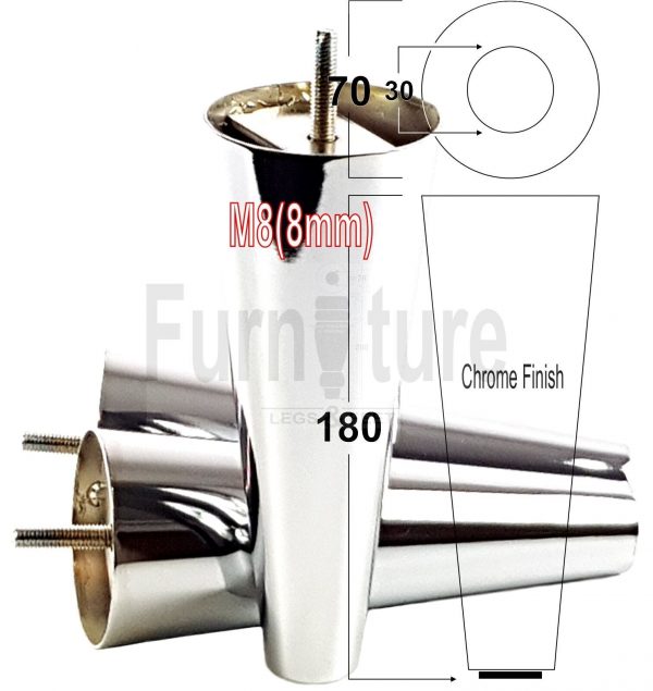 4x Metal Chrome Furniture Settee Legs Cabinet Sofa Feet 180mm High Chair Beds M8 - Image 13