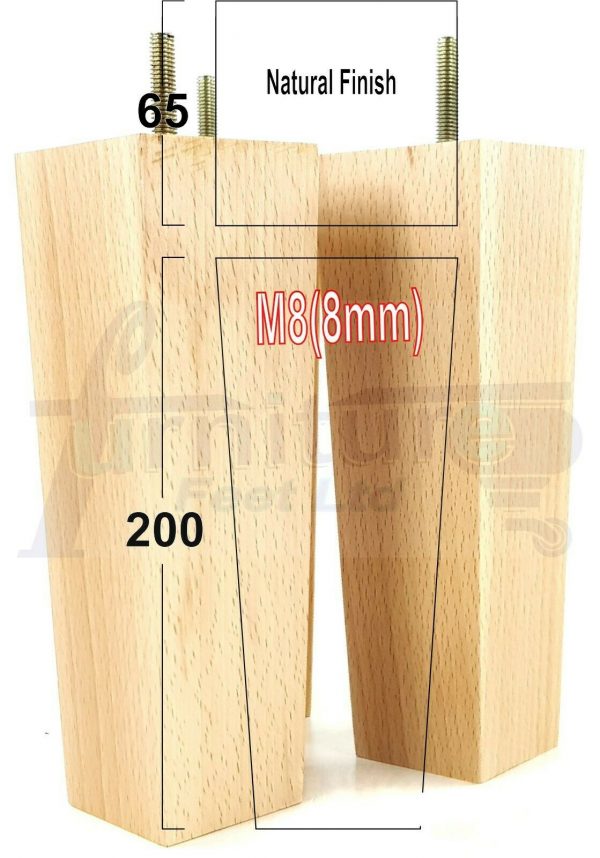 4x REPLACEMENT BLOCK WOODEN FURNITURE SOFA LEGS M8(8mm) CHAIR FEET 200mm HIGH - Image 24