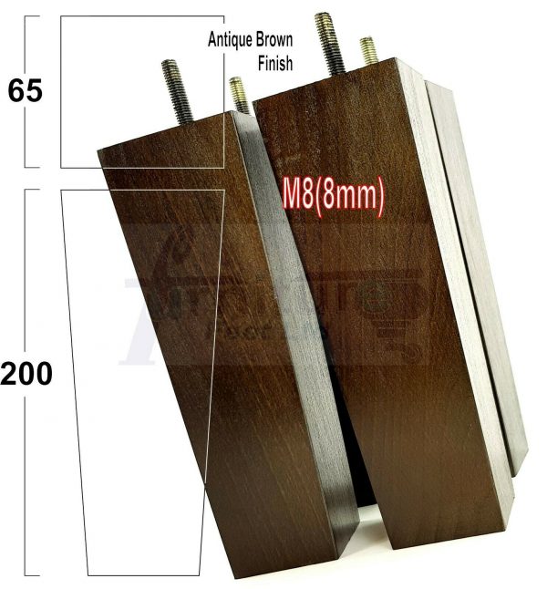 4x REPLACEMENT BLOCK WOODEN FURNITURE SOFA LEGS M8(8mm) CHAIR FEET 200mm HIGH - Image 12