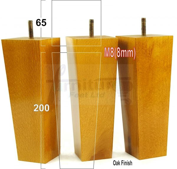 4x REPLACEMENT BLOCK WOODEN FURNITURE SOFA LEGS M8(8mm) CHAIR FEET 200mm HIGH - Image 25