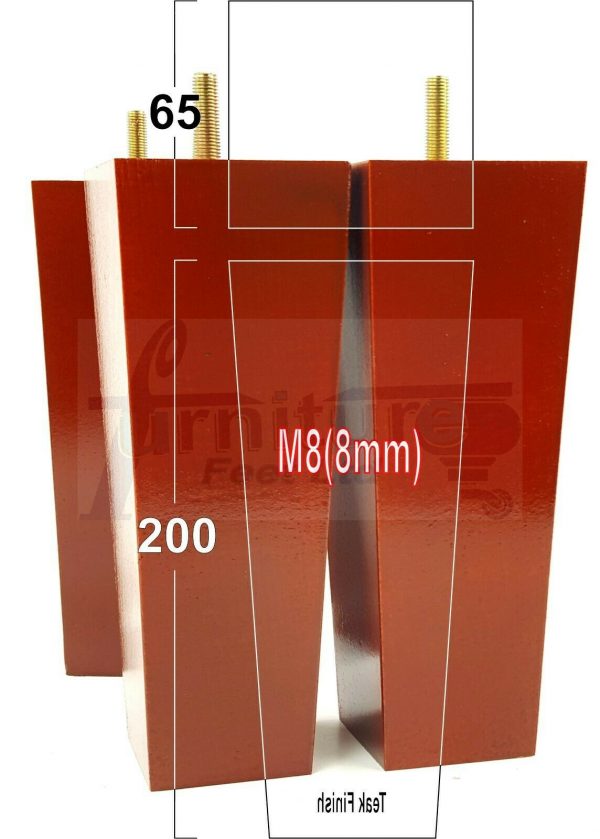 4x REPLACEMENT BLOCK WOODEN FURNITURE SOFA LEGS M8(8mm) CHAIR FEET 200mm HIGH - Image 29
