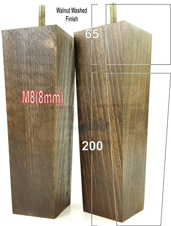 4x REPLACEMENT BLOCK WOODEN FURNITURE SOFA LEGS M8(8mm) CHAIR FEET 200mm HIGH - Image 18
