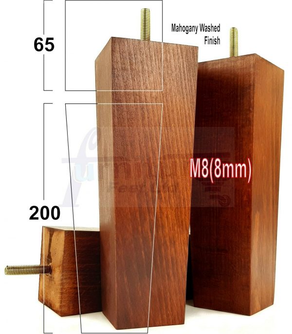 4x REPLACEMENT BLOCK WOODEN FURNITURE SOFA LEGS M8(8mm) CHAIR FEET 200mm HIGH - Image 22