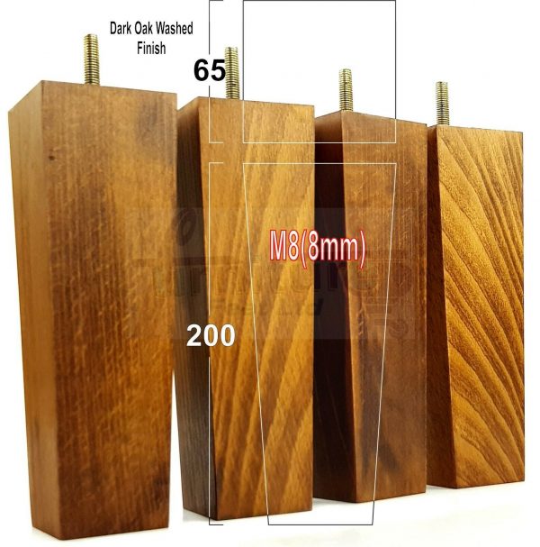 4x REPLACEMENT BLOCK WOODEN FURNITURE SOFA LEGS M8(8mm) CHAIR FEET 200mm HIGH - Image 17