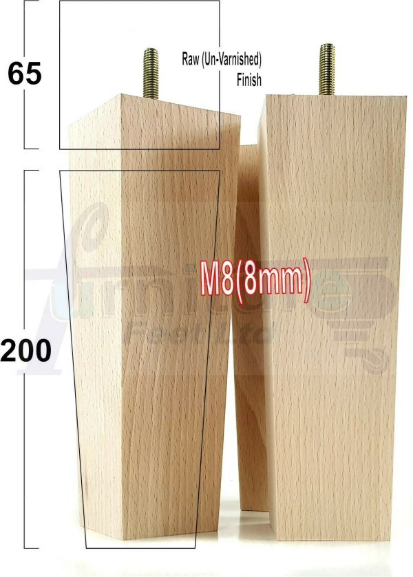 4x REPLACEMENT BLOCK WOODEN FURNITURE SOFA LEGS M8(8mm) CHAIR FEET 200mm HIGH - Image 28