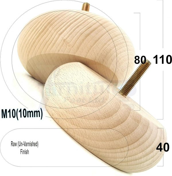 4x REPLACEMENT WOOD FURNITURE SOFA LEGS M10(10mm) CHAIR - SETTEE FEET 40mm HIGH - Image 29