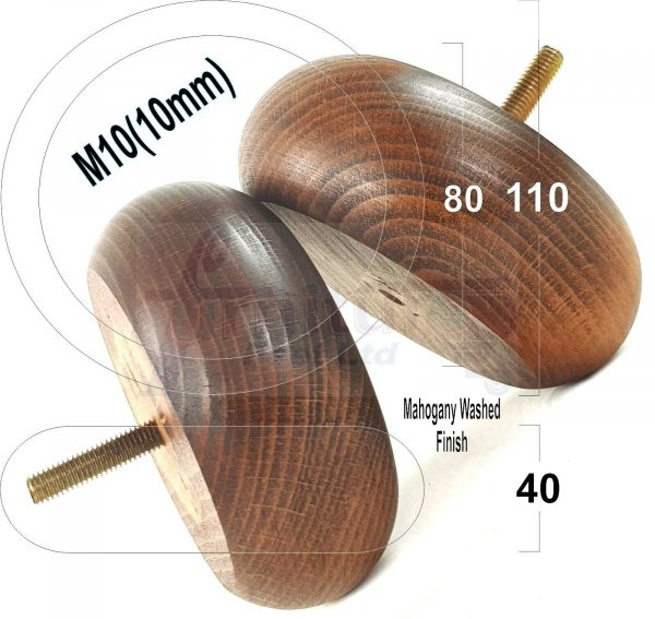 4x REPLACEMENT WOOD FURNITURE SOFA LEGS M10(10mm) CHAIR - SETTEE FEET 40mm HIGH - Image 22