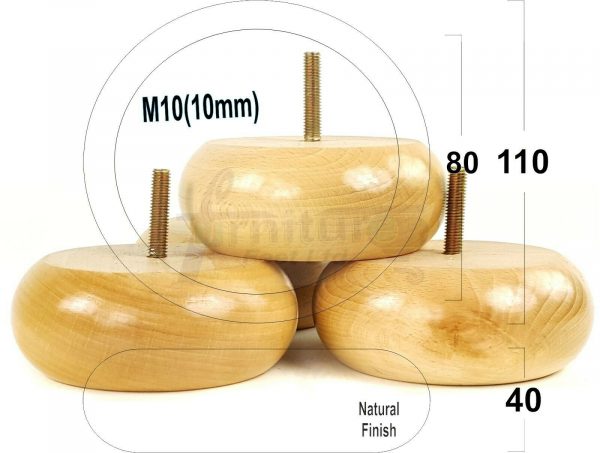 4x REPLACEMENT WOOD FURNITURE SOFA LEGS M10(10mm) CHAIR - SETTEE FEET 40mm HIGH - Image 24
