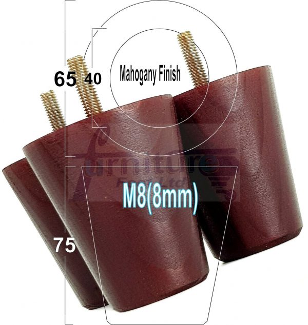 4x SOLID WOODEN SOFA LEGS 75mm High CHAIR FURNITURE REPLACEMENT FEET M8(8mm) - Image 23