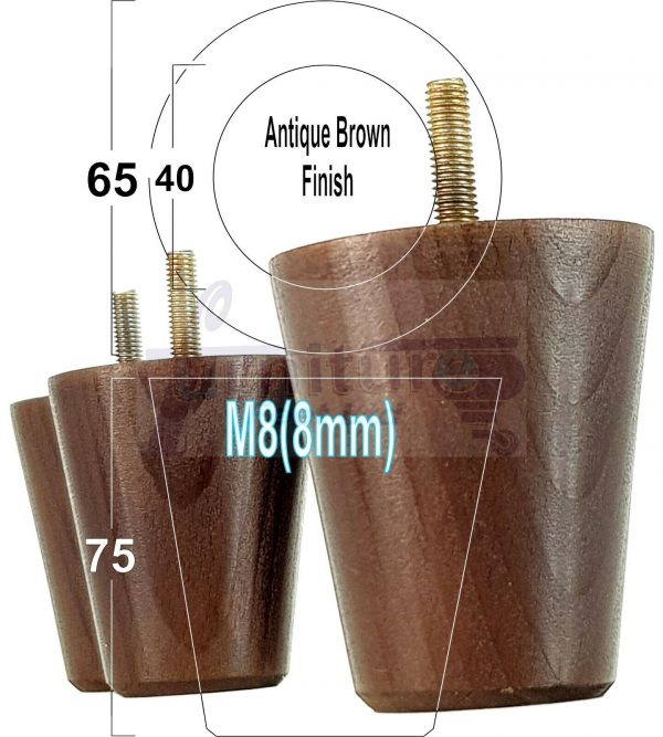 4x SOLID WOODEN SOFA LEGS 75mm High CHAIR FURNITURE REPLACEMENT FEET M8(8mm) - Image 12