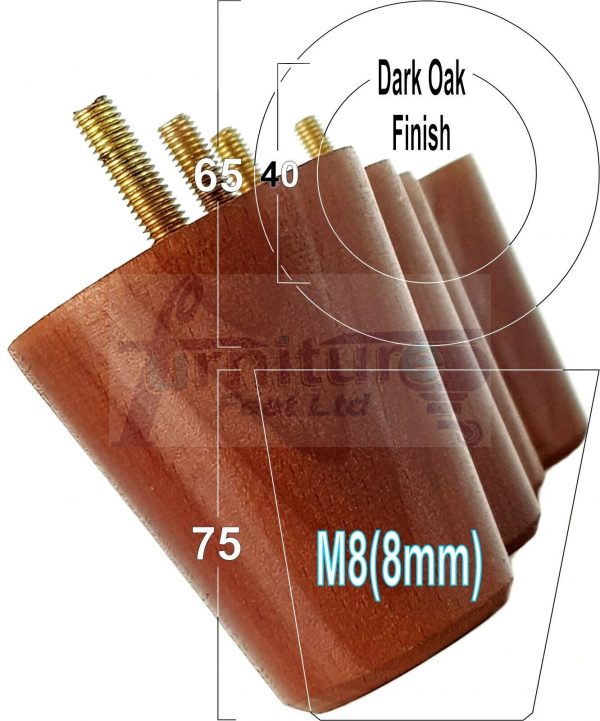 4x SOLID WOODEN SOFA LEGS 75mm High CHAIR FURNITURE REPLACEMENT FEET M8(8mm) - Image 16