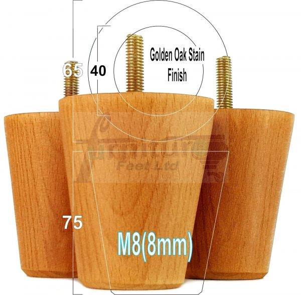 4x SOLID WOODEN SOFA LEGS 75mm High CHAIR FURNITURE REPLACEMENT FEET M8(8mm) - Image 21