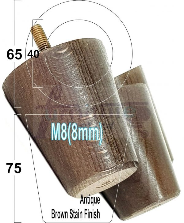 4x SOLID WOODEN SOFA LEGS 75mm High CHAIR FURNITURE REPLACEMENT FEET M8(8mm) - Image 13