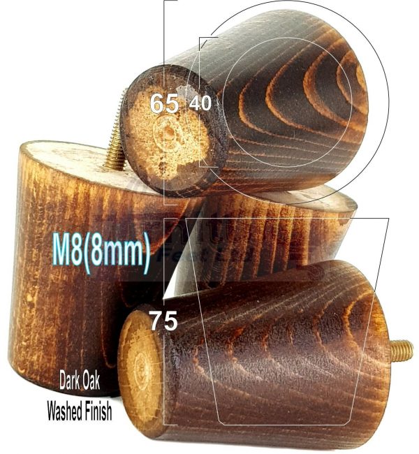 4x SOLID WOODEN SOFA LEGS 75mm High CHAIR FURNITURE REPLACEMENT FEET M8(8mm) - Image 17