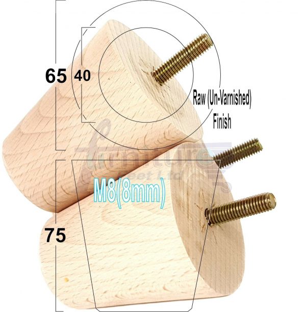4x SOLID WOODEN SOFA LEGS 75mm High CHAIR FURNITURE REPLACEMENT FEET M8(8mm) - Image 28
