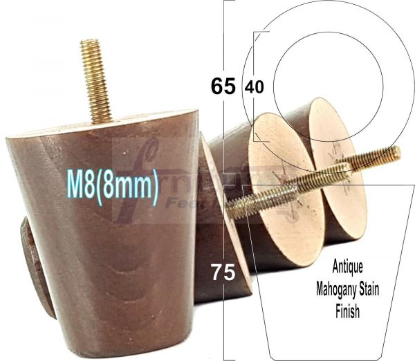 4x SOLID WOODEN SOFA LEGS 75mm High CHAIR FURNITURE REPLACEMENT FEET M8(8mm) - Image 38