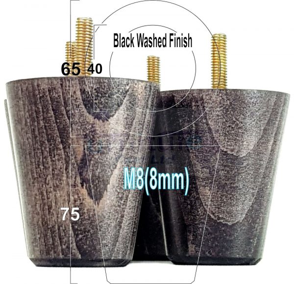 4x SOLID WOODEN SOFA LEGS 75mm High CHAIR FURNITURE REPLACEMENT FEET M8(8mm) - Image 15