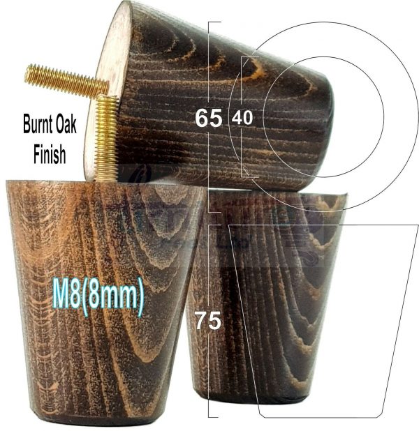 4x SOLID WOODEN SOFA LEGS 75mm High CHAIR FURNITURE REPLACEMENT FEET M8(8mm) - Image 40