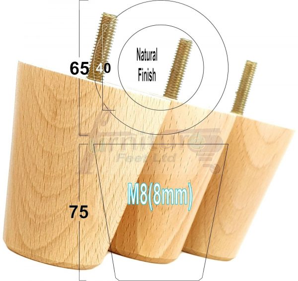 4x SOLID WOODEN SOFA LEGS 75mm High CHAIR FURNITURE REPLACEMENT FEET M8(8mm) - Image 27