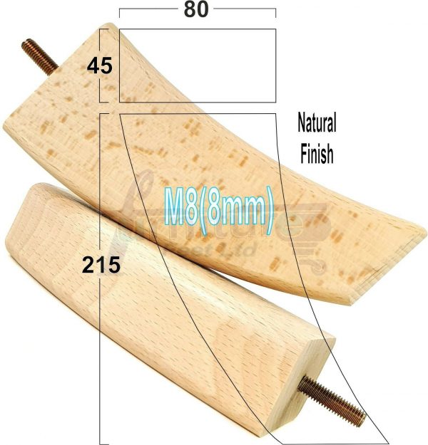 4x TAPERED WOOD SETTEE LEGS 215mm High SOFA REPLACEMENT FURNITURE FEET M8(8mm) - Image 21