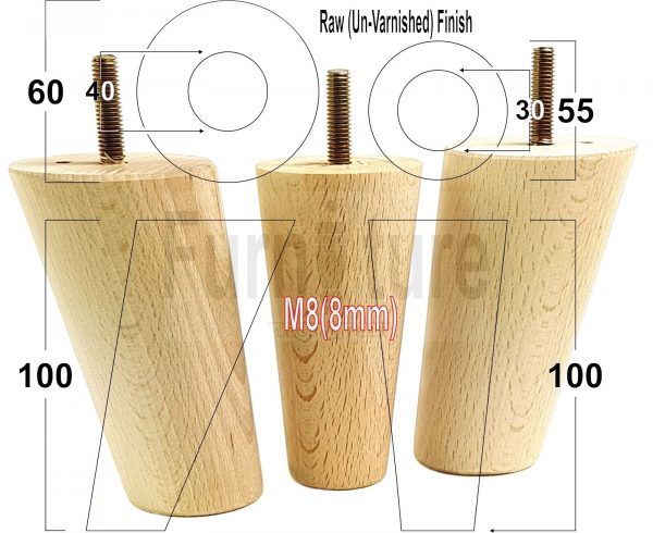 4x Turned Wood Furniture Settee Leg M8 Replacement Feet Chairs Stools Sofa 100mm - Image 28