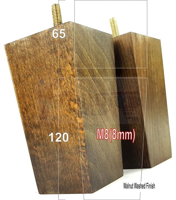 Square Wood Legs Replacement Furniture Feet 100 - 240mm High M8 Dark Walnut Wash - Image 14