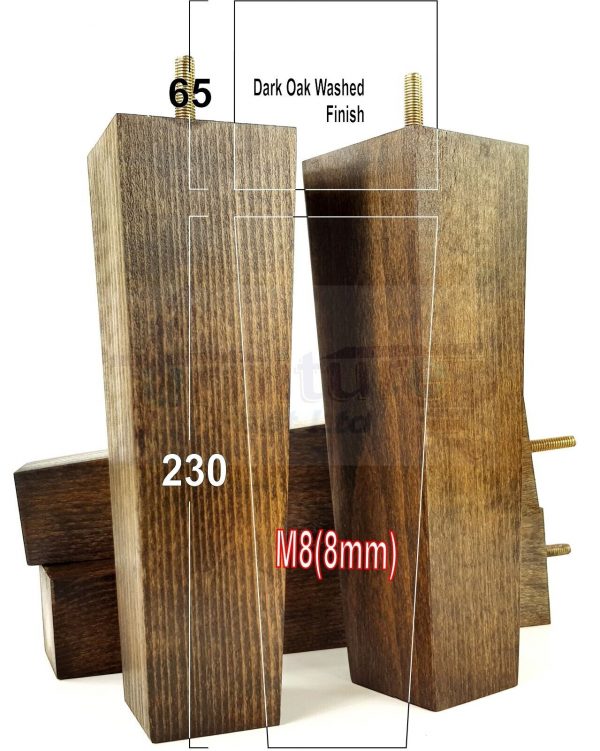 Square Wood Legs Replacement Furniture Feet 100 - 240mm High M8 Dark Walnut Wash - Image 18