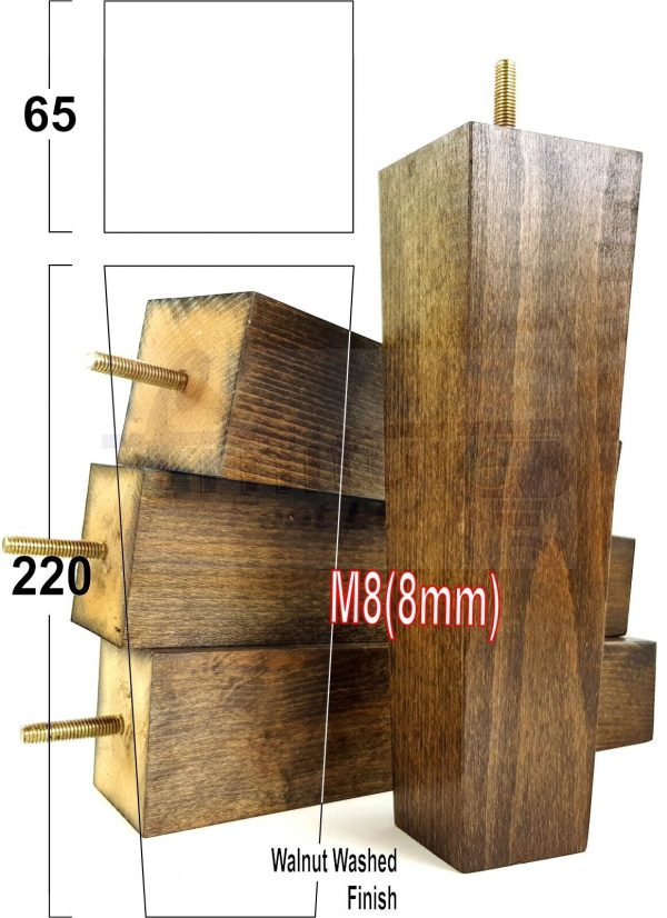 Square Wood Legs Replacement Furniture Feet 100 - 240mm High M8 Dark Walnut Wash - Image 17