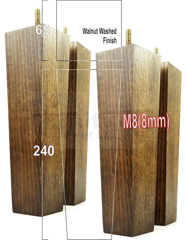 Square Wood Legs Replacement Furniture Feet 100 - 240mm High M8 Dark Walnut Wash - Image 19