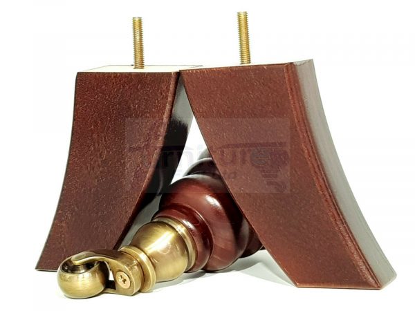 WOODEN FURNITURE SETTEE LEGS M8 REPLACEMENT CHAIR FEET 2 WITH CASTORS 155mm HIGH - Image 6