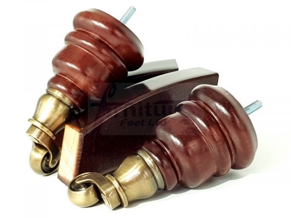 WOODEN FURNITURE SETTEE LEGS M8 REPLACEMENT CHAIR FEET 2 WITH CASTORS 155mm HIGH - Image 9
