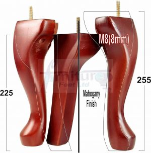 2 Queen Anne Legs 25cm High 10 Inches & 2 Curved Back Leg 22.5cm High Mahogany M8