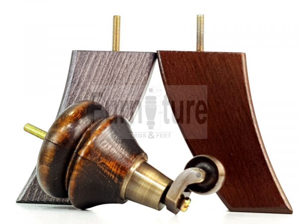 2x Wood Furniture Castor Legs & 2x Curved M8 Replacement Feet Chairs Sofa 140mm - Image 4