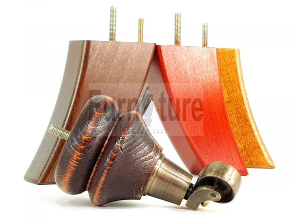 2x Wood Furniture Castor Legs & 2x Curved M8 Replacement Feet Chairs Sofa 140mm - Image 8